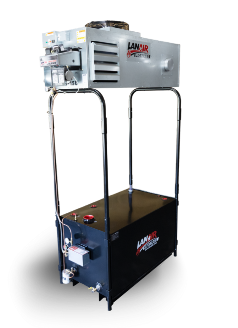 LS-150 Pro Series Thru-The-Roof Package — heater mounted on 250 gallon tank