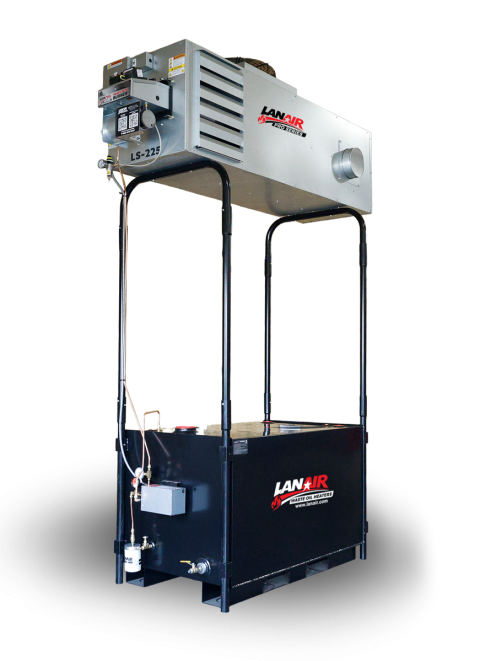 LS-225 Pro Series Thru-The-Roof Package — heater mounted on 250 gallon tank
