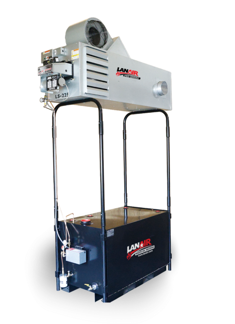 LS-225D Pro Series Thru-The-Roof Package — heater mounted on 250 gallon tank