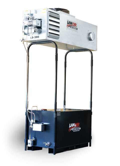 LS-300 Pro Series Thru-The-Roof Package — heater mounted on 250 gallon tank