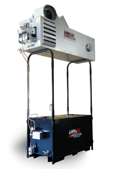 LS-300D Pro Series Thru-The-Roof Package — heater mounted on 250 gallon tank